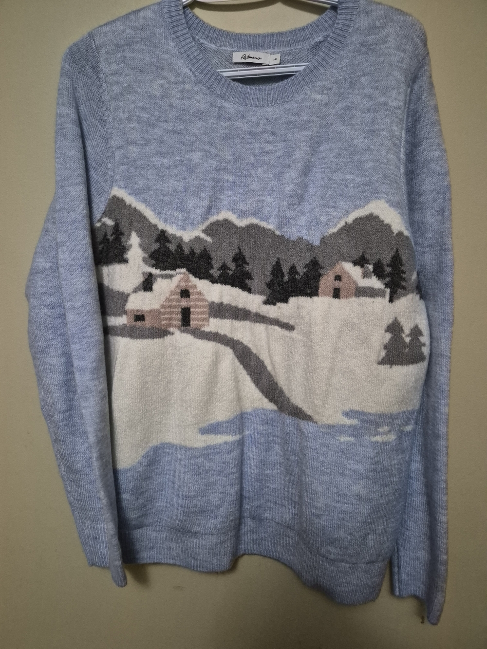 Reitmans Light Blue Scenic Intarsia Crewneck Sweater
